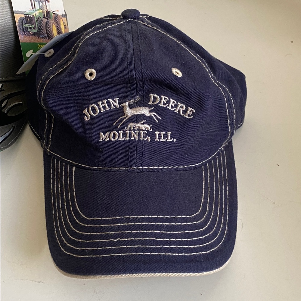 John Deere Gray & Navy Caps with Green and Yellow Logo - Picture 2 of 12